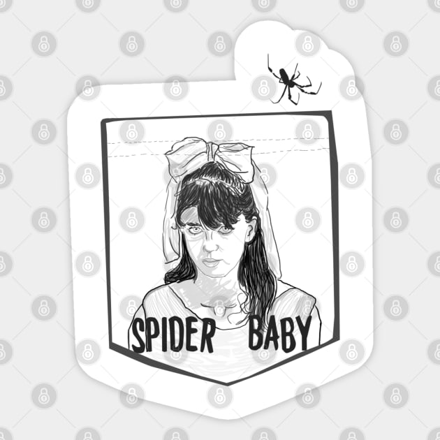 Spider Baby Pocket Tee Sticker by attackofthegiantants